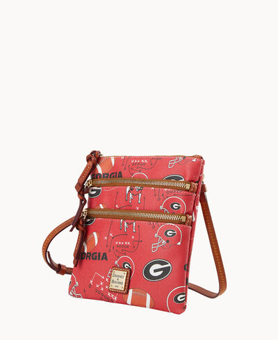 Collegiate University of Georgia North South Triple Zip Crossbody