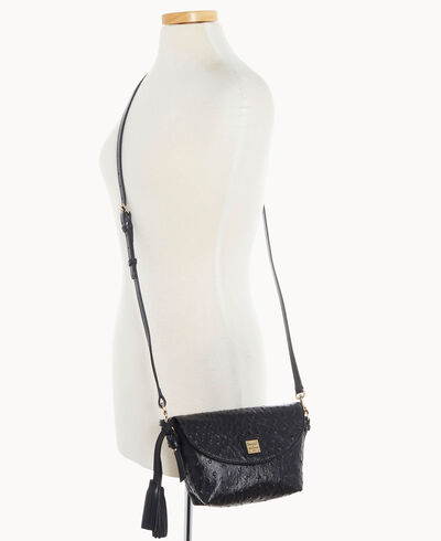 Ostrich Crossbody Saddle Bag