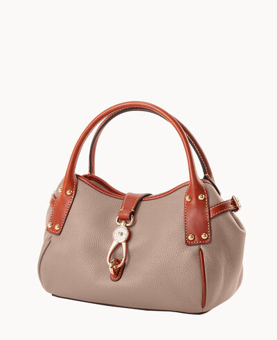 Pebble Grain Small Logo Lock Satchel