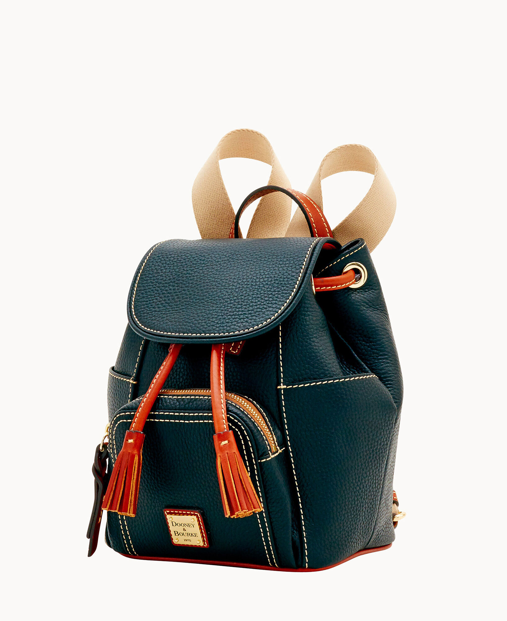 Dooney Bourke Pebble Grain Small Murphy Backpack Black Tan