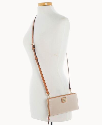 Wexford Leather Large Zip Around Wristlet Crossbody