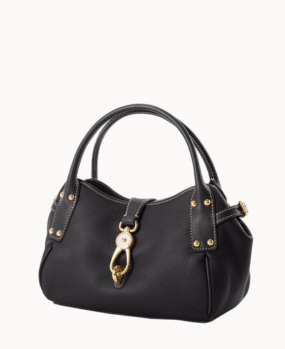 Pebble Grain Small Logo Lock Satchel