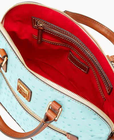 Ostrich Domed Zip Satchel