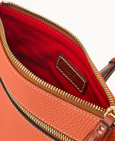 Pebble Grain Double Zip Tassel Crossbody