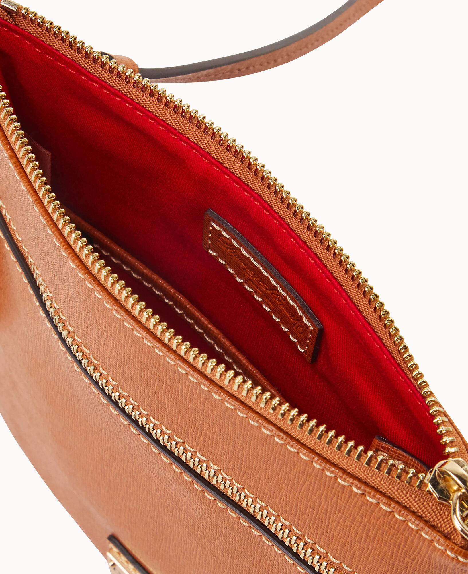 Saffiano Double Zip Tassel Crossbody