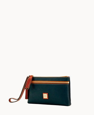 Pebble Grain Double Zip Wristlet