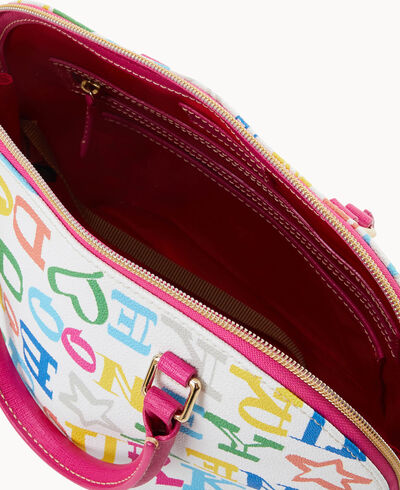 Doodle Coated Cotton Zip Zip Satchel