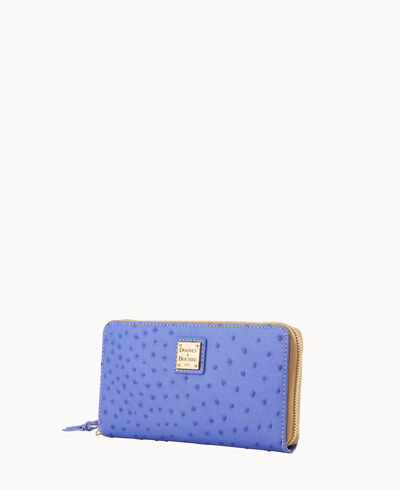 Ostrich Large Zip Around Wristlet