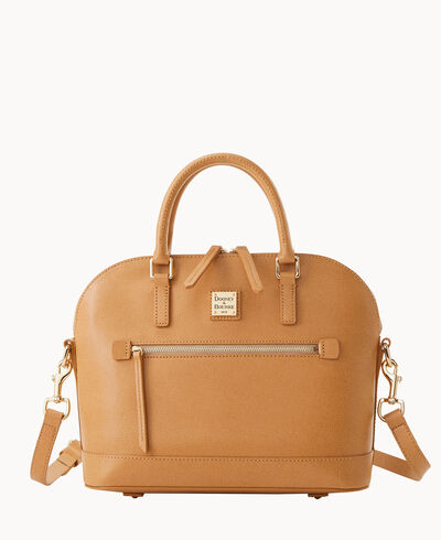 Saffiano Domed Zip Satchel