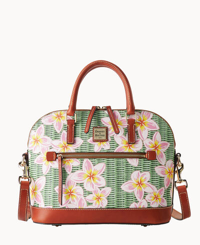 Plumeria Domed Zip Satchel