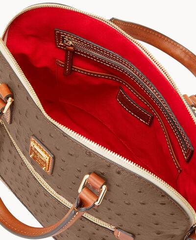 Ostrich Domed Zip Satchel