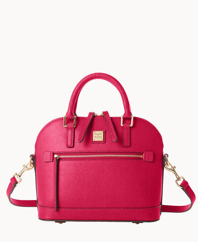 Saffiano Small Domed Zip Satchel