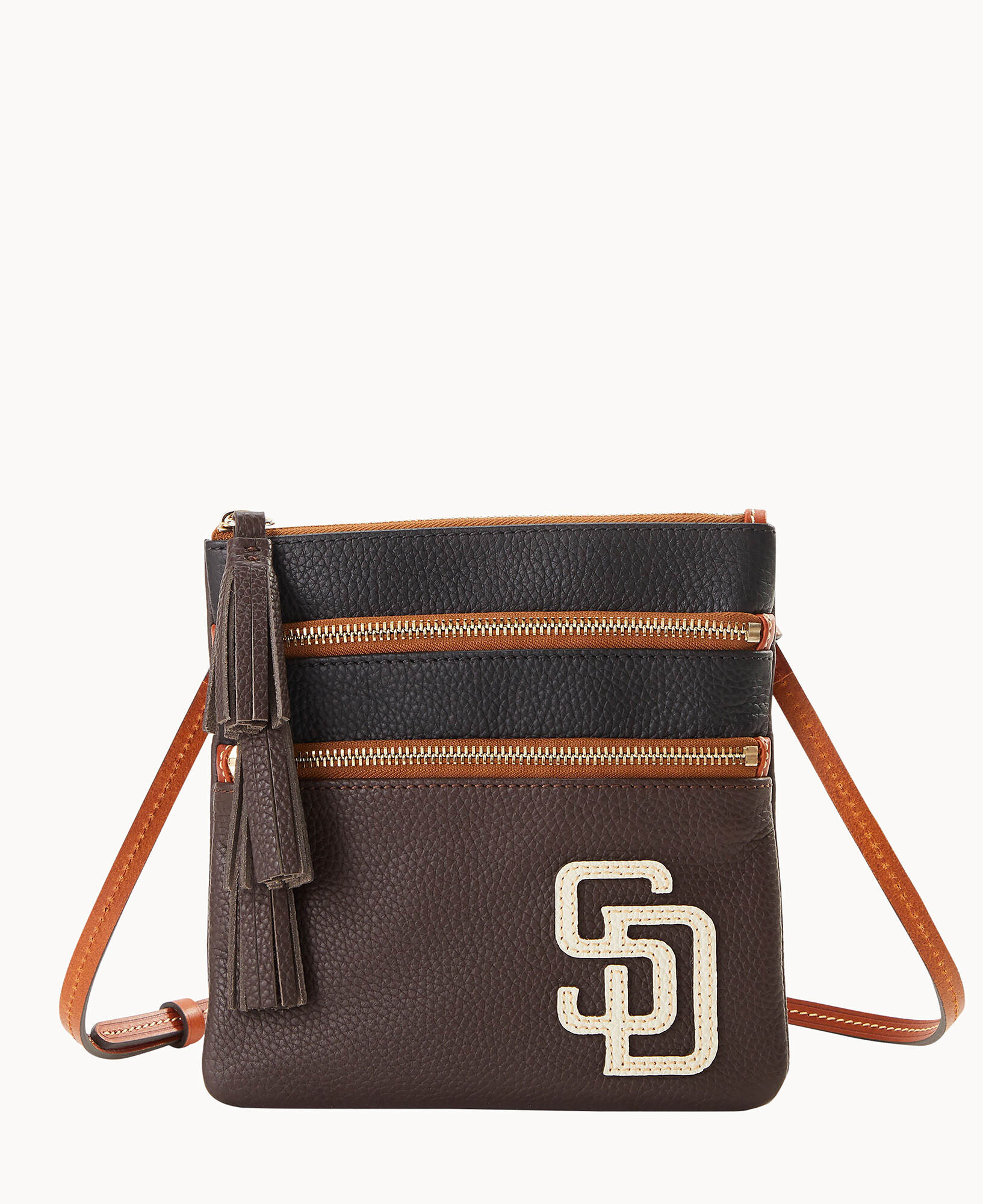 Dooney and bourke triple hot sale zip crossbody bag leather