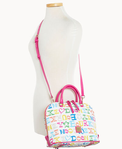 Doodle Coated Cotton Zip Zip Satchel