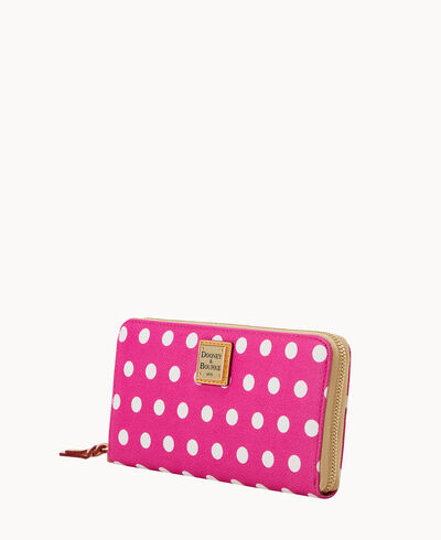 Polka Dot Large Zip Around Wallet