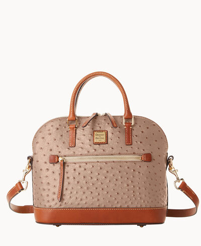 Ostrich Domed Zip Satchel
