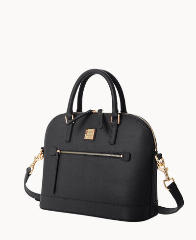 Saffiano Domed Zip Satchel