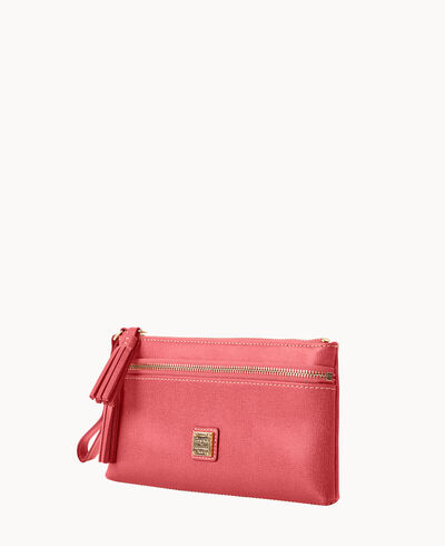 Saffiano Double Zip Wristlet