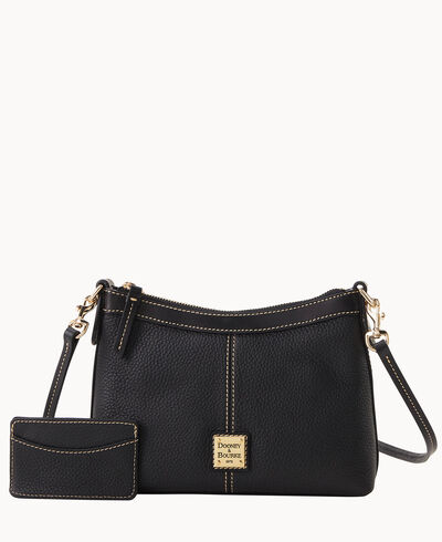 Pebble Grain Crossbody Pouch with Business Card Case