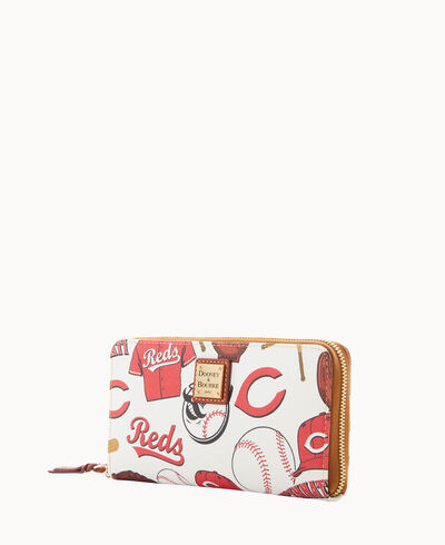 MLB Reds Large Zip Around Wristlet