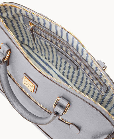 Saffiano Domed Zip Satchel