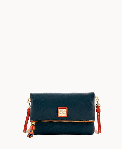 Pebble Grain Foldover Zip Crossbody