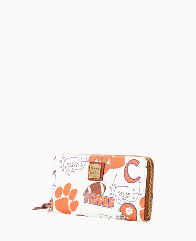 Collegiate Clemson University Large Zip Around Wristlet