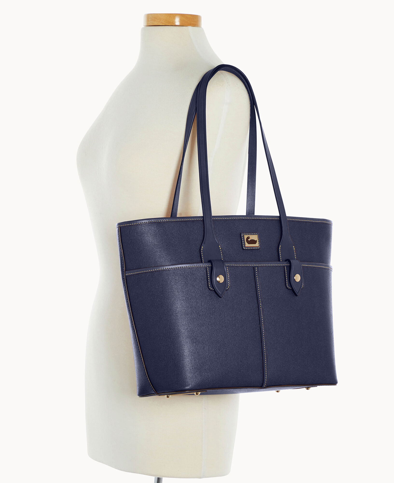 Camden saffiano double pocket tote on sale