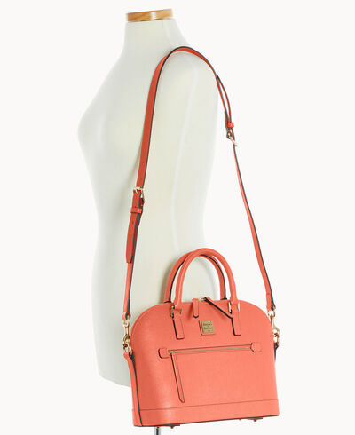 Saffiano Domed Zip Satchel