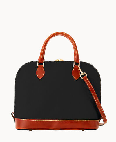 Pebble Grain Zip Zip Satchel