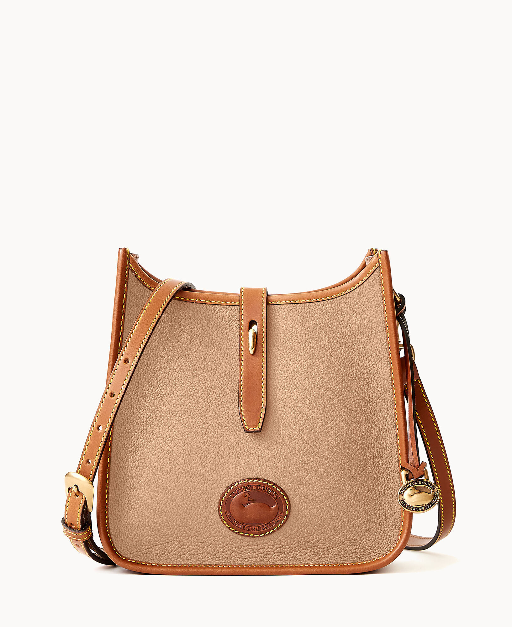 Taupe crossbody phone bag in genuine leather