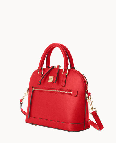 Saffiano Small Domed Zip Satchel