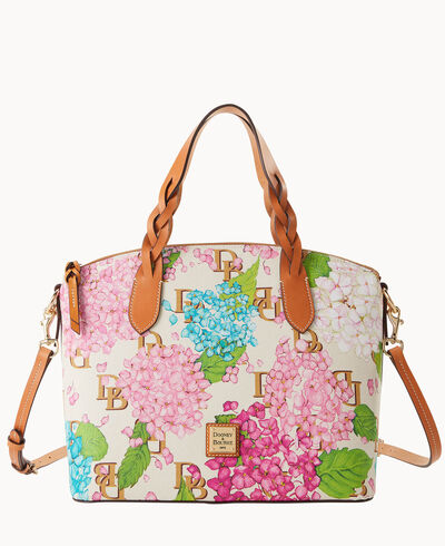 Hydrangea Monogram Celeste Satchel