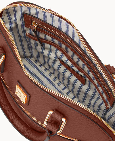 Saffiano Small Domed Zip Satchel