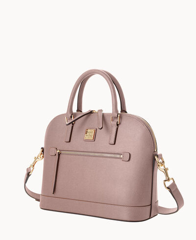 Saffiano Domed Zip Satchel