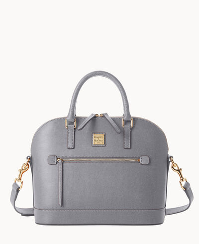 Saffiano Domed Zip Satchel