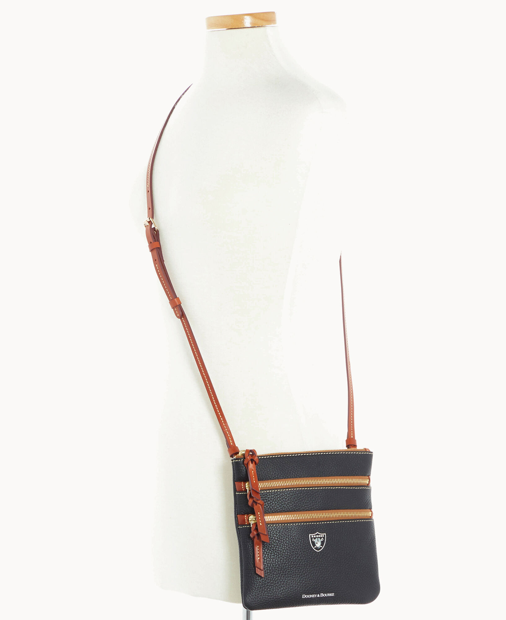 Dooney & Bourke Florentine Leather Triple Zip Crossbody Bag Purse Black