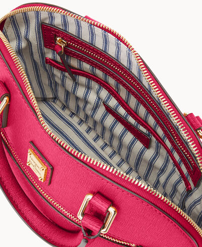 Saffiano Small Domed Zip Satchel