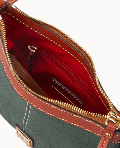 Pebble Grain Crossbody Pouch With Business Card Case