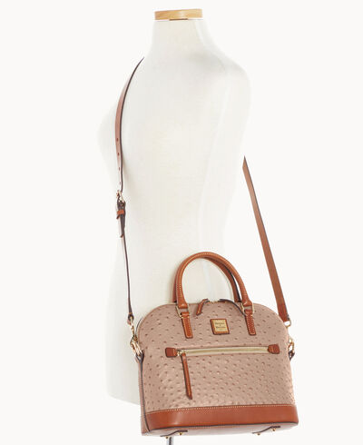 Ostrich Domed Zip Satchel