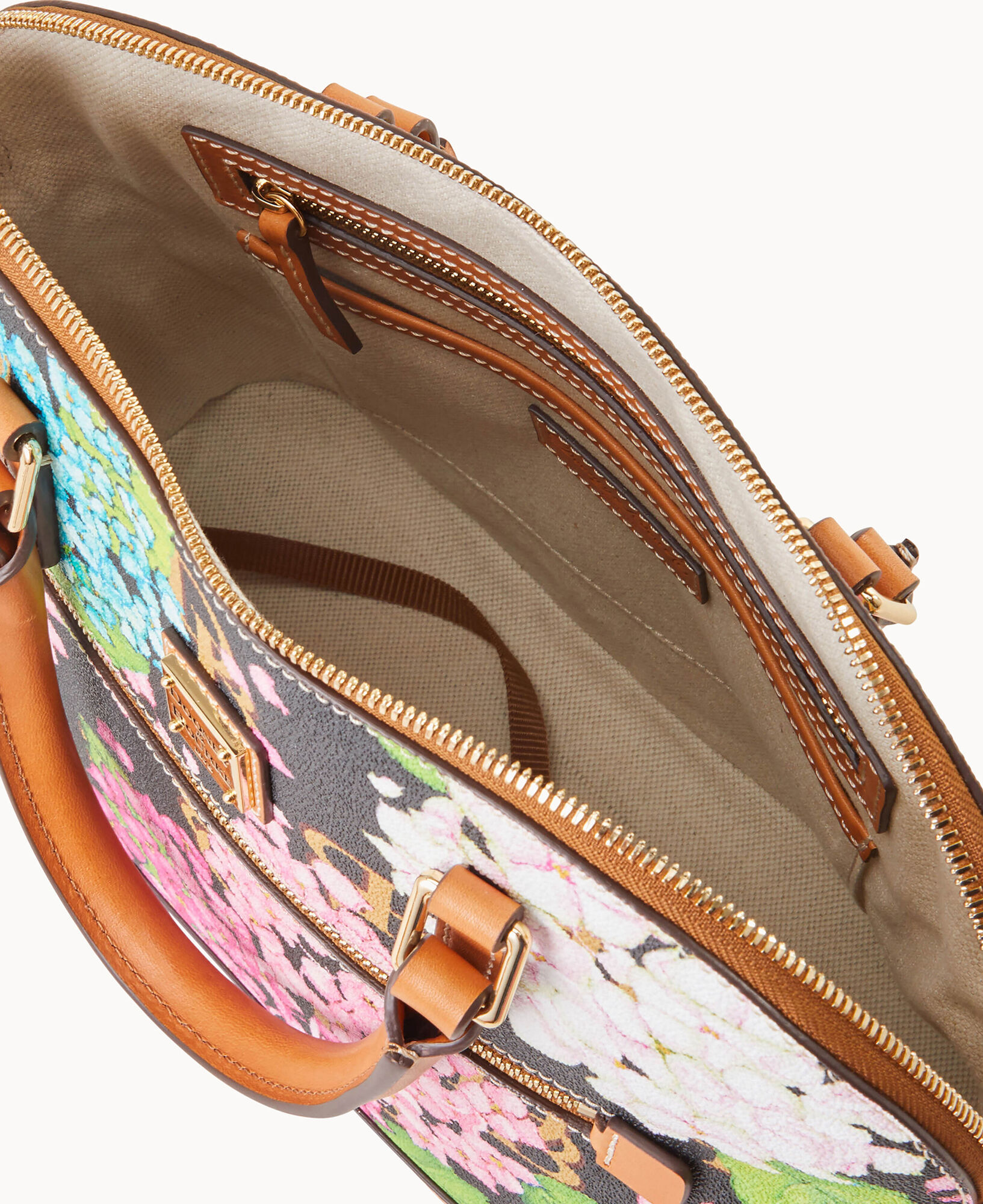 Hydrangea Monogram Domed Zip Satchel