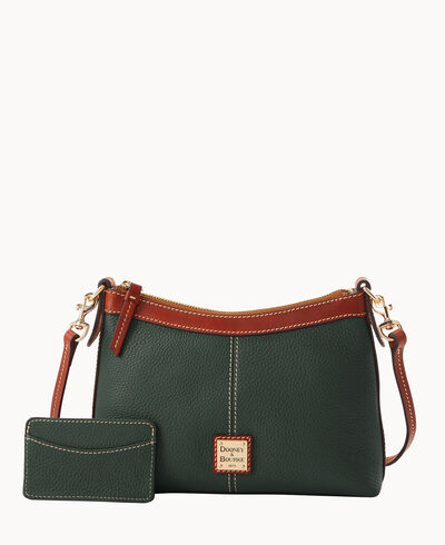 Pebble Grain Crossbody Pouch With Business Card Case