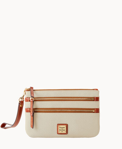 Pebble Grain Triple Zip Wristlet