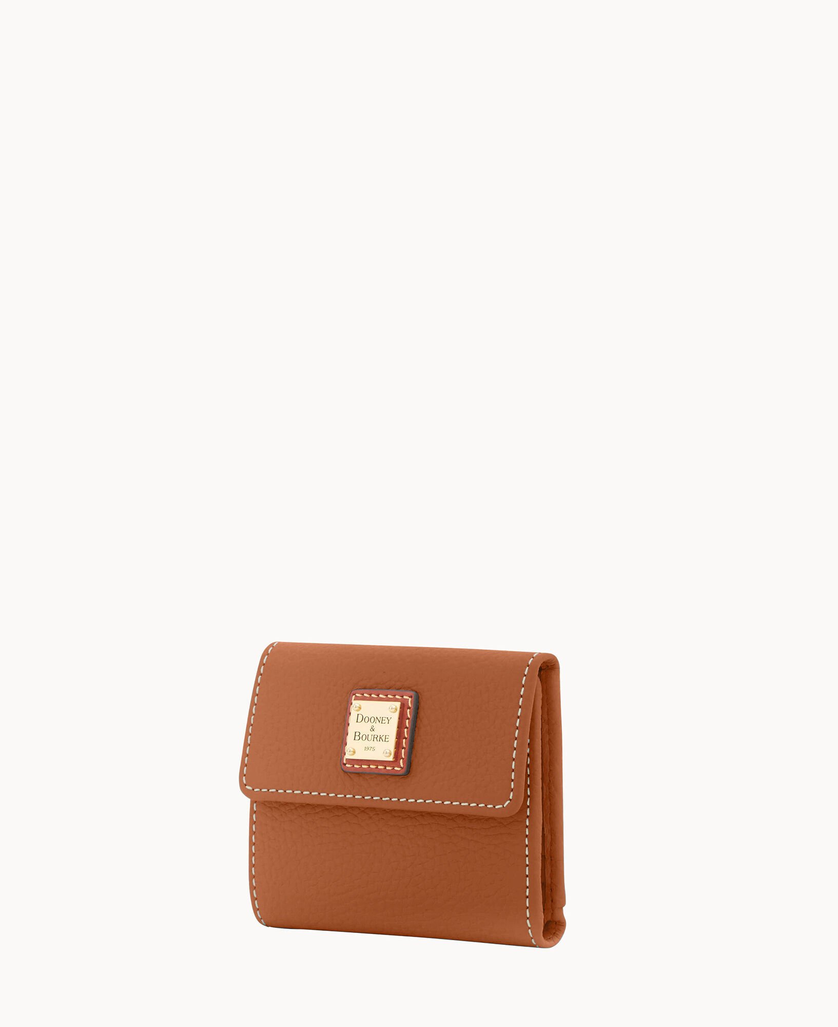 Dooney & Bourke Pebble Leather Small Flap Wallet - Caramel/Gold