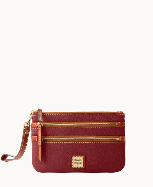 Pebble Grain Triple Zip Wristlet