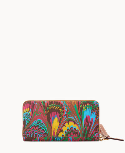 Plumes Large Zip Around Wristlet