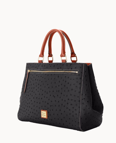 Ostrich Zip Satchel
