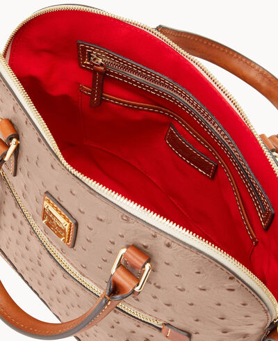 Ostrich Domed Zip Satchel