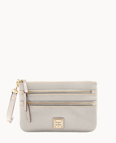 Saffiano Triple Zip Wristlet