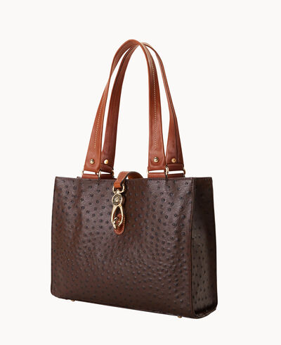 Ostrich Medium Logo Lock Tote